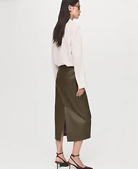 Mango Women's Faux-Leather Pencil Skirt