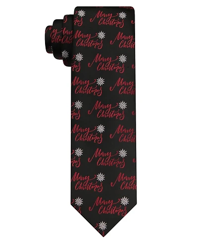 Hallmark Holiday Traditions Men's Merry Christmas and Snowflake Slim Tie