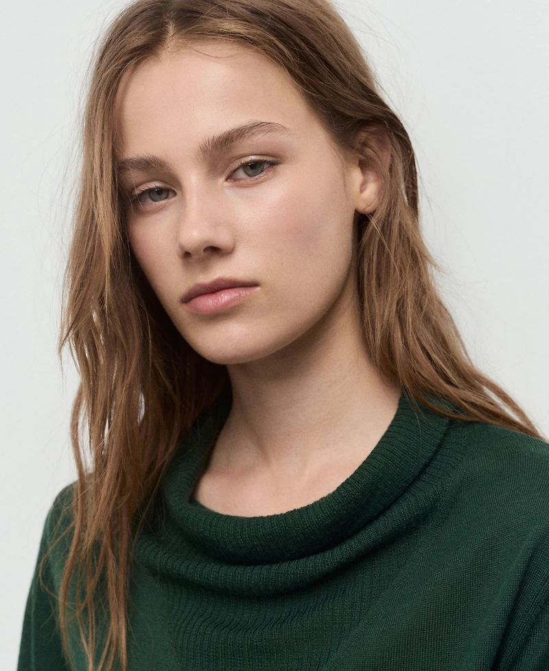 Mango Women's Draped Neck Knitted Sweater