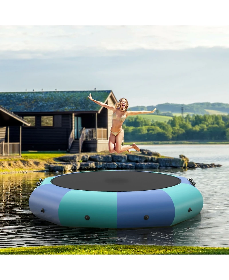 Skonyon 10 Feet Inflatable Splash Padded Water Bouncer Trampoline