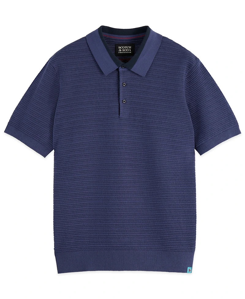 Scotch & Soda Men's Structured Knitted Regular-Fit Polo Shirt