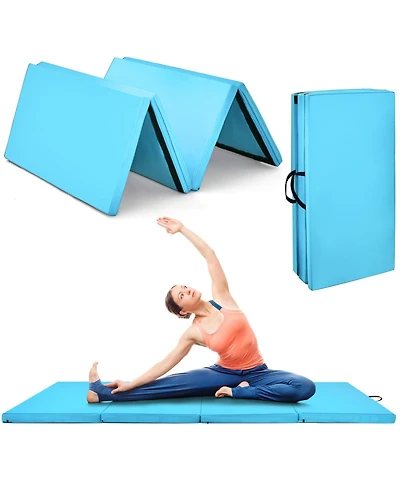 Skonyon 4-Panel Folding Gymnastics Mat with Carrying Handles for Home Gym