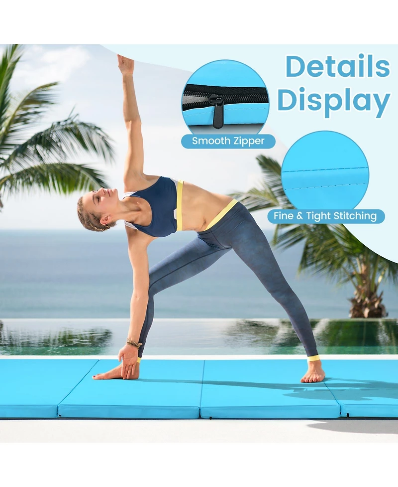 Skonyon 4-Panel Folding Gymnastics Mat with Carrying Handles for Home Gym