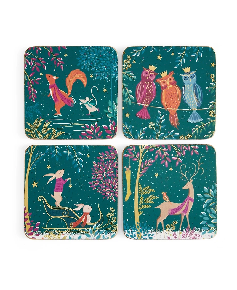 Portmeirion Sara Miller Woodland Tales Mugs and Coaster 8-Pc. Set, Service for 4