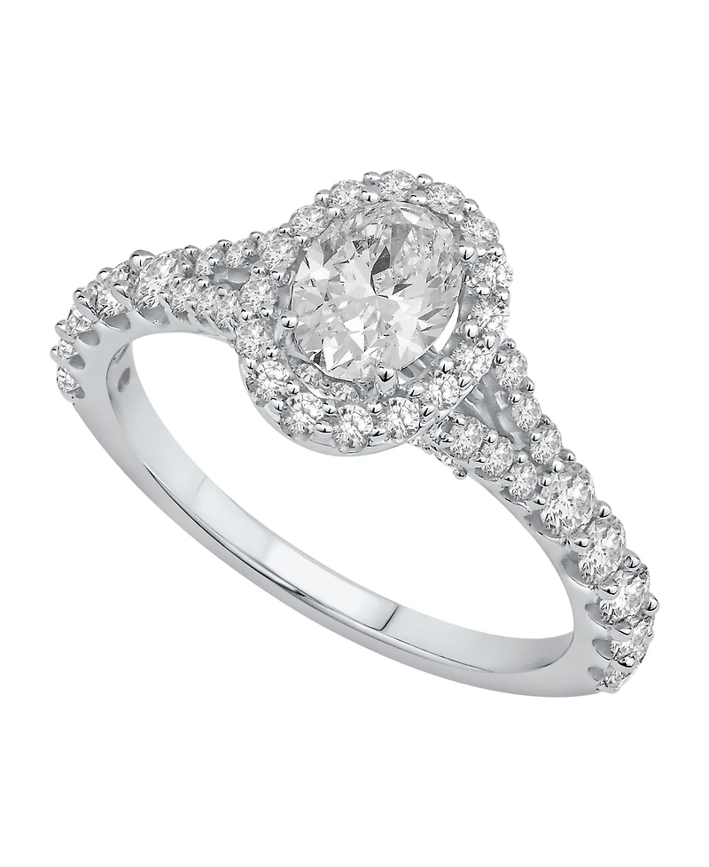 Gia Certified Diamonds Diamond Halo Engagement Ring (1-1/2 ct. t.w.) in 14k White Gold