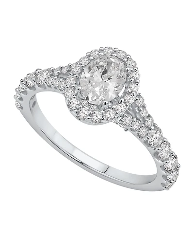 Gia Certified Diamonds Diamond Halo Engagement Ring (1-1/2 ct. t.w.) in 14k White Gold