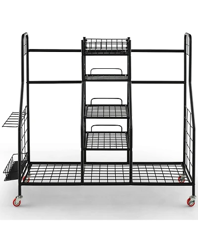 Skonyon Double Golf Bag Rack with Removable Golf Club Stand and Wheels