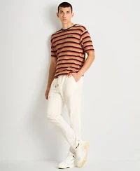 Scotch Soda Mens Waffle Stripe Short Sleeve T Shirt Paired With Warren Drawstring Linen Pant