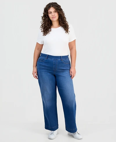 Style & Co Plus Pull-On Shaping High-Rise Wide-Leg Jeans