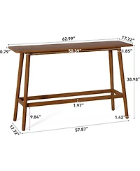 Tribesigns 63" Bar Table, Counter Height Table with Solid Wood Legs