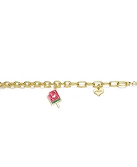 GiGiGirl 14K Gold Plated Charm Bracelet - "Sweet Heart & Watermelon Treat"