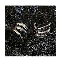 Women's The Triad-Line Hoop Earrings - Chrome Silver