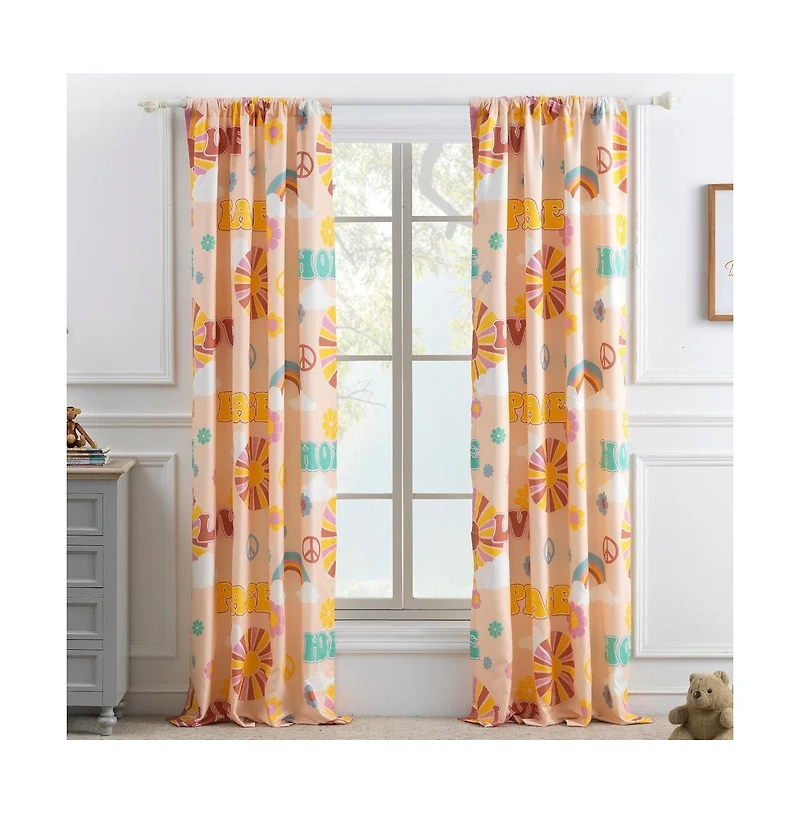 Greenland Home Fashion Cassidy Window Drapes for Bedroom/Living Room Curtain Panel Set - Peach 84x84"