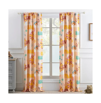 Greenland Home Fashion Cassidy Window Drapes for Bedroom/Living Room Curtain Panel Set - Peach 84x84"