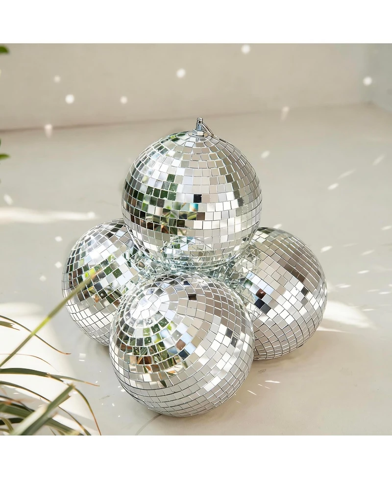 Yescom 4PCS 7" Small Disco Ball Mirror Mini Hanging Decor for 70s 80s Party Events Wedding Dj Dance Club Stage Lighting Silver