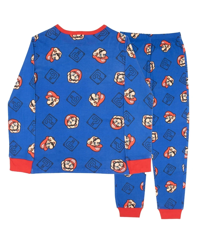 Mario Boys Long Sleeve Top and Pants 2 Piece Pajama Set