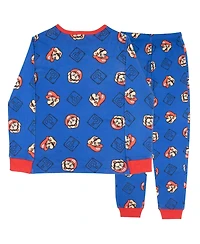 Mario Boys Long Sleeve Top and Pants 2 Piece Pajama Set