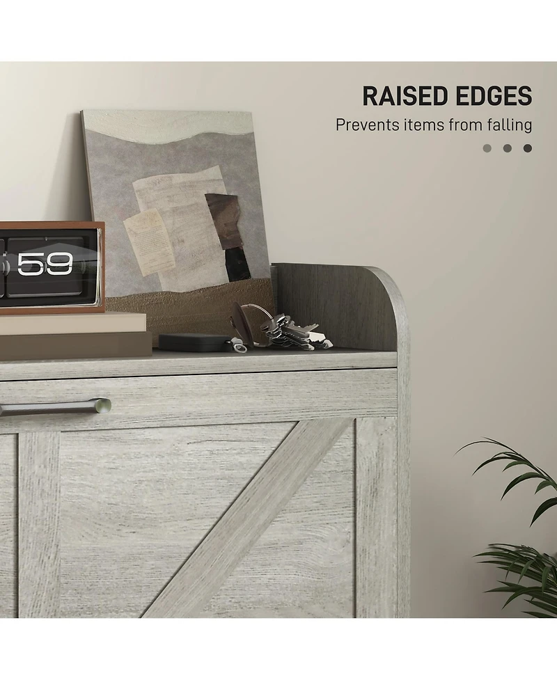 Homcom Narrow Shoe Cabinet, Farmhouse Shoe Storage Cabinet, Light