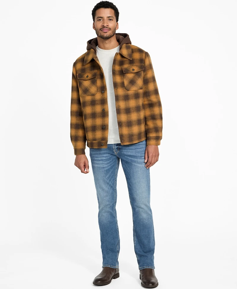 Guess Men's Long-Sleeve Check Print Shirt Jacket