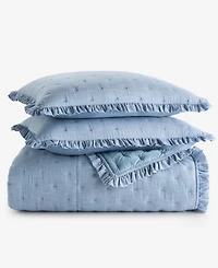 Charter Club Ruffle Pinstripe 3-Pc. Quilt Set, King, Macy's Exclusive