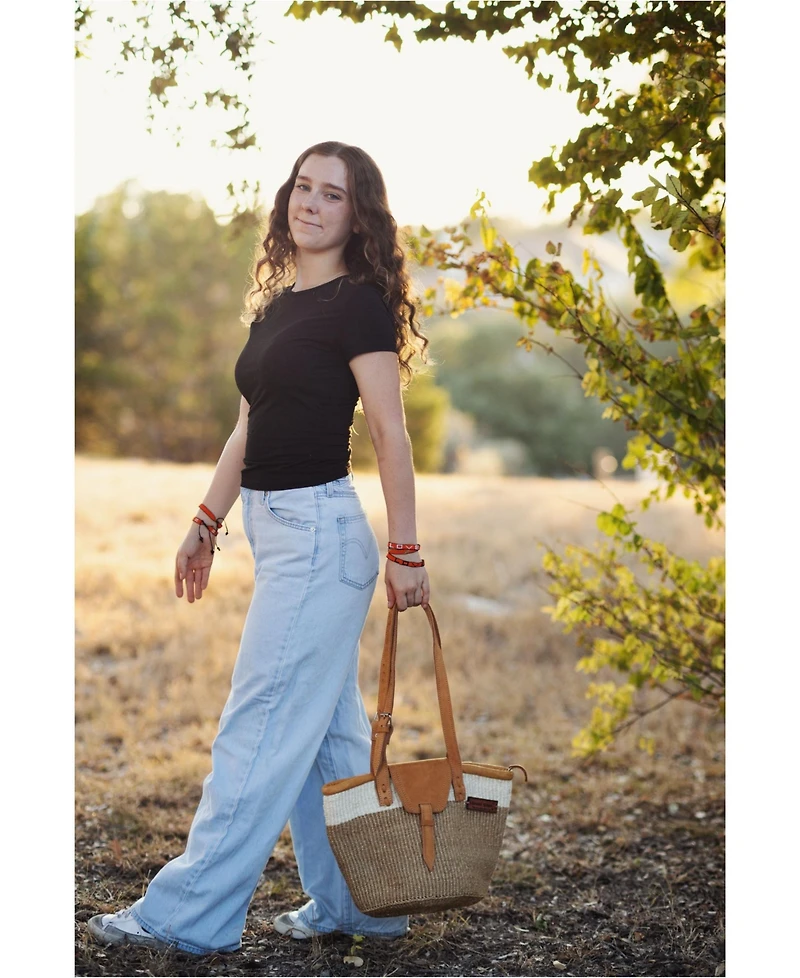 Peaceful Life Handmade Medium Sisal Basket Tote Bag