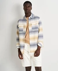 Scotch Soda Seasonal Crewneck T Shirt Structure Stripe Waffle Long Sleeve Shirt Paired With Linen Shorts