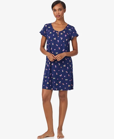 Lauren Ralph Ruffle Sleeve Keyhole Neck Gown