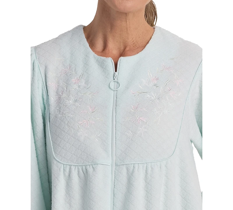 Miss Elaine Women's Long-Sleeve Solid Long Zipper Robe