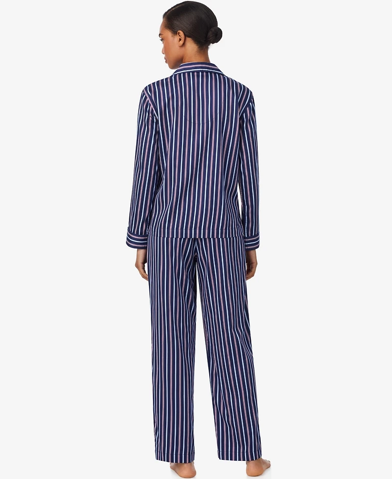 Lauren Ralph Women's Long Sleeve Notch Collar Pant Pajama Set