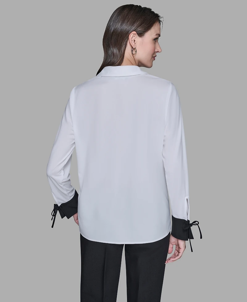 Karl Lagerfeld Paris Women's Contrast Collared Top