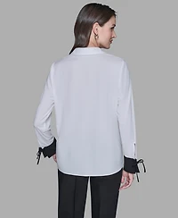 Karl Lagerfeld Paris Women's Contrast Collared Top