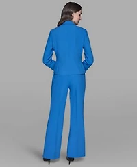 Karl Lagerfeld Paris Womens Cropped One Button Jacket Sleeveless V Neck Top Flared Invisible Zipper Pants