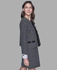 Karl Lagerfeld Paris Women's Cropped Long-Sleeve Tweed Jacket