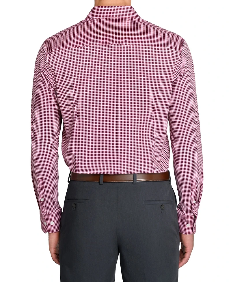 Michelsons Of London Men's Plaid Slim Fit Long-Sleeve Dress Shirt