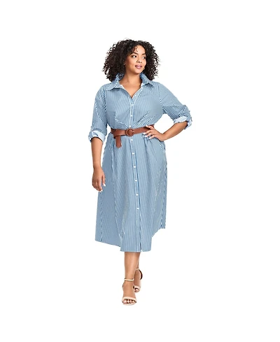 Avenue Women's Leona Stripe Shirtdress With Belt