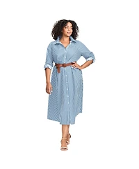 Avenue Women's Leona Stripe Shirtdress With Belt