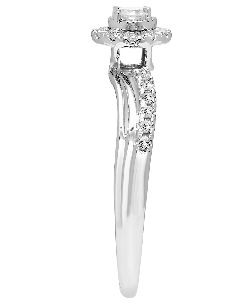 Macy's Diamond Halo Ring (1/4 ct. t.w.) in 14k White Gold