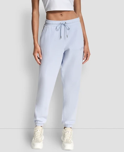 Dkny Women's Varsity Embroidered Logo Relaxed Pockets Pull-On Joggers