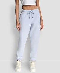 Dkny Women's Varsity Embroidered Logo Relaxed Pockets Pull-On Joggers