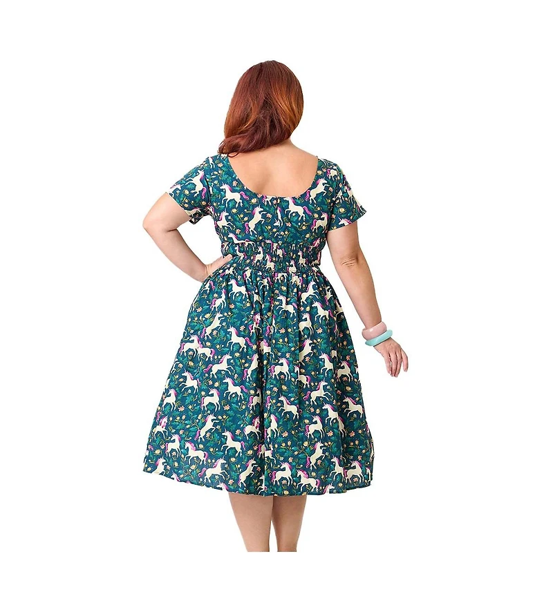 Unique Vintage Plus Smocked Back Swing Dress