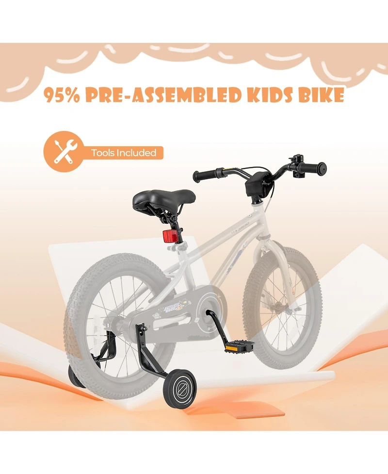 Sugift 16-Inch Kids Bike Bicycle for Boys Girls 4-7 Adjustable with High Carbon Steel Frame