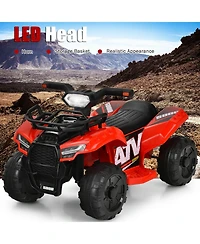 Sugift 6V Kids Atv Quad Electric Ride On Car with Led Light and MP3