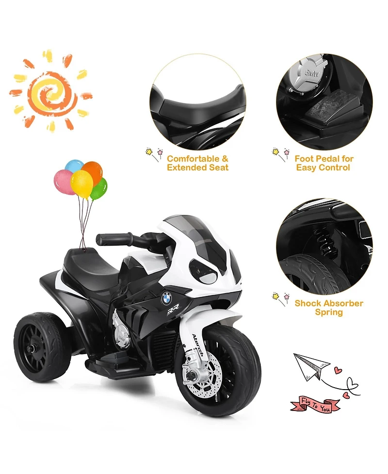Sugift 6V Kids 3 Wheels Riding Bmw Licensed Electric Motorcycle