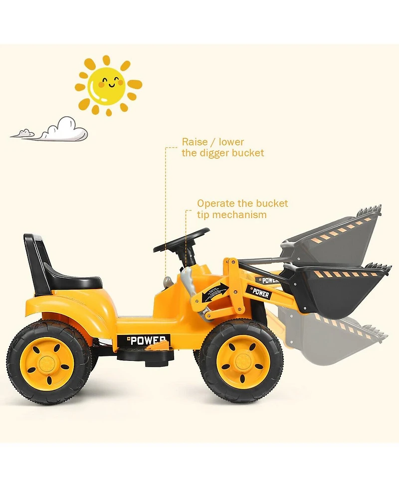 Sugift Kids Ride On Excavator Digger 6V Battery Powered Tractor