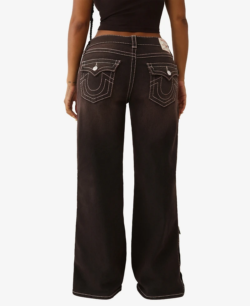 True Religion Women's Bobbi Baggy Zipper Big T Flap Jeans