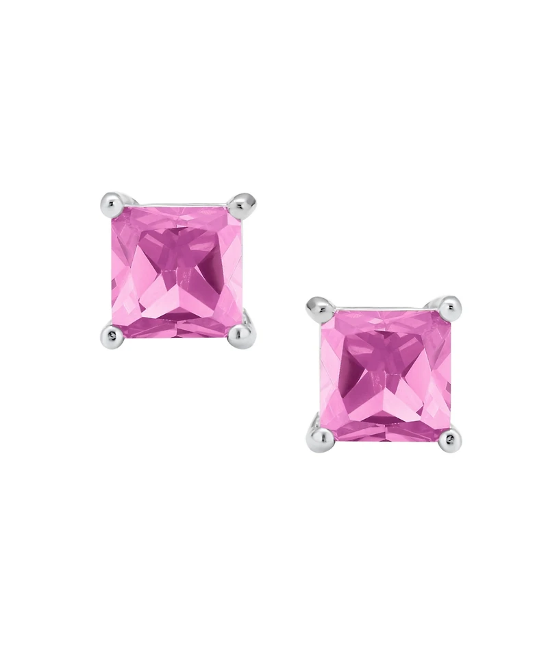 Bling Jewelry 2CT Square Cubic Zirconia Cz Stud Earrings Sterling Silver 7MM