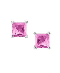 Bling Jewelry 2CT Square Cubic Zirconia Cz Stud Earrings Sterling Silver 7MM