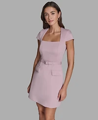 Bcbg Women's Scuba Square Neck A-Line Dress