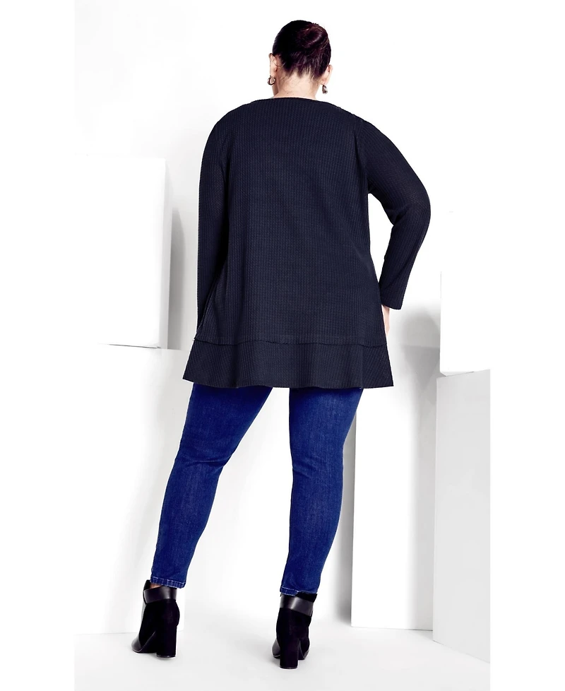 Avenue Women's Waffle Ruffle Tunic