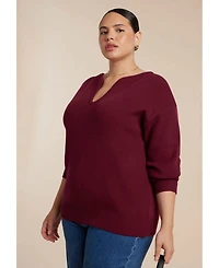 Eloquii Women's Plus Shoulder Fringe Detail Sweater